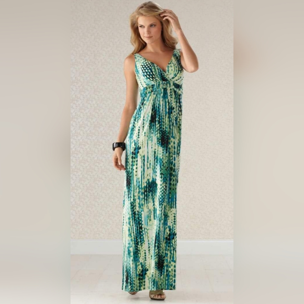 Soma Blue & Green Maxi Dress - Sz S